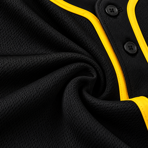 Custom Black Yellow Baseball Jersey Button Front Short Sleeve Team Uniform Sportswear - Product Image 3