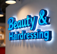 Enseignes de salon de beauté LED, panneau mural 3D, signalétique électronique, lettres en relief personnalisées, enseigne extérieure en métal, logo Signvia