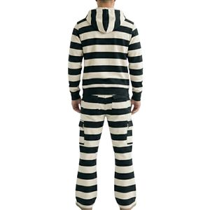 Heavyweight Horizontal Striped Pattern Baggy <b>Tracksuit</b> Cotton Terry Drop Shoulder Sweat Suit <b>Retro</b> Streetwear Set Men - Product Image 2