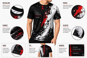 เสื้อยืดซับลิเมชั่นคุณภาพสูง ทรงเข้ารูป ยูนิเซ็กซ์ พิมพ์ลายตามสั่ง ระบายอากาศได้ดี เป็นมิตรกับสิ่งแวดล้อม ป้องกันการเป็นขุย แห้งเร็ว แขนสั้น - Product Image 5