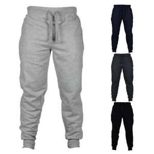 Pantalon de jogging pour homme de qualité supérieure, gris chiné, taille élastique, ourlet côtelé, pantalon décontracté en tricot avec poches - Product Image 3