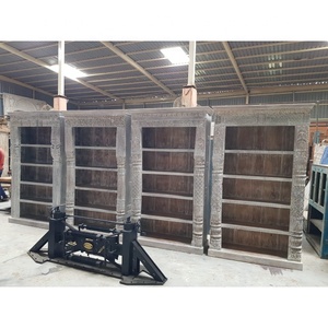 Rắn gỗ trang trại phong cách chạm khắc kệ sách repurposed Vintage yếu tố kiến trúc trường ăn uống kho sử dụng đồ nội thất nhà - Product Image 5