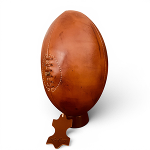 Geoffrey Brown Ballon de rugby 4 panneaux, style années 1900, en cuir patiné antique et bois restauré, vieilli, ciré, durable, léger, toutes saisons, portable - Product Image 2