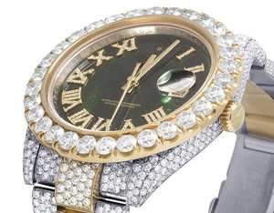 BOJ R.O.L.E.X.027 Montre Homme de Luxe à Quartz Analogique en Acier, Chiffres Romains, Moissanite Intégrale, 41MM, Résistance à l'Eau 3BAR, Style Hip Hop - Product Image 4