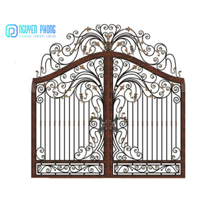 Nhà Máy Bán buôn OEM tùy chỉnh <span class=keywords><strong>wrought</strong></span> sắt chính cổng hàng rào hiện đại - Product Image 1