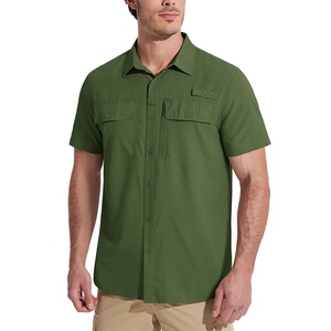 Camisa de Pesca Táctica de Verano con Logotipo Personalizado OEM, Secado Rápido, Transpirable, 100% Poliéster, Manga Corta, Estilo Cargo - Product Image 3