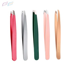 แหนบปลายเฉียงความแม่นยำสูง สีตามสั่ง ผลิตจากสแตนเลส รับผลิตแบบ OEM ODM แหนบตกแต่งคิ้ว แบรนด์ส่วนตัว โรงงานผลิตโดยตรง ราคาดีที่สุด - Product Image 1