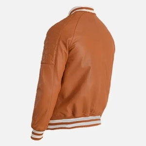 Chaqueta de béisbol de cuero personalizada Alpha Bomber Heavy para hombre, estilo universitario, de cuero genuino, con servicio OEM frontal. - Product Image 2