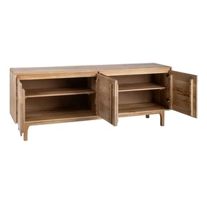 Meuble de salon et de salle à manger moderne, modulaire, écologique, en bois massif, 2 portes, 3 étagères, buffet de rangement, artisanat Manish Art - Product Image 2