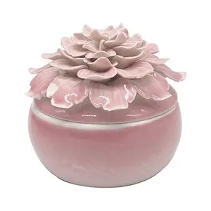 Custom Wholesale Delicate Medium Funeral Urns Decorative White Pink Cremation Keepsakes Flower Shape Ceramic Urn for Human