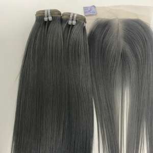 Bone Straight Raw Donor Hair Gris Tono claro Color Precio al por mayor de fábrica Extensiones de cabello humano vietnamita - Product Image 4