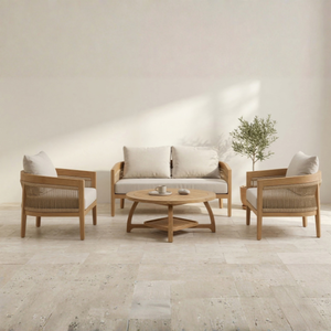 Meubles les plus vendus : Ensembles salle à manger et salon avec tables en bois et canapés dotés de coussins en mousse épaisse et résistante. - Product Image 1