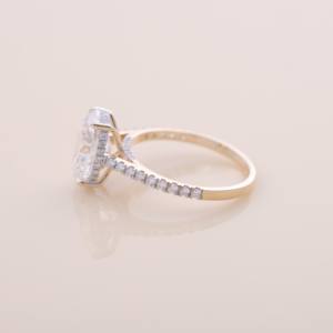 IGI Certified Oval Cut Lab Grown Diamond <b>Solitaire</b> Engagement / Wedding <b>Ring</b> in Solid 925 Sterling <b>Silver</b> with Pavé Band - Product Image 3