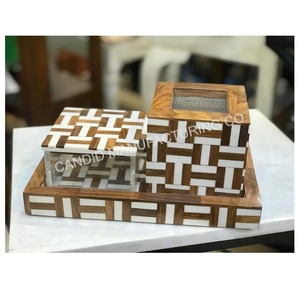 Brûleur d'encens en bois fait main avec incrustation de nacre, support pour Bakhoor, diffuseur d'aromathérapie, ensemble plateau - Product Image 6