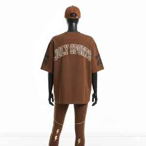 Camiseta holgada de algodón suave de 200 GSM y leggings elásticos de spandex grises con estampado DTF de águila, conjunto personalizado para mujer, conjuntos de mujer - Product Image 6