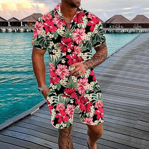 Wholesale Breathable Men's Two-Piece Shirt And Shorts Suit Customized Polyester Custom 2 Piece Shirt And Shorts Men Set - Product Image 6