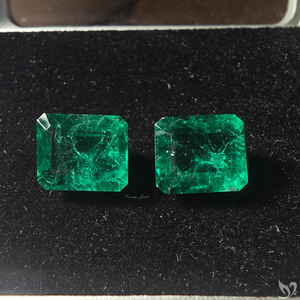 Paire d'émeraudes de laboratoire, 12,20 carats au total, taille émeraude, pierres vertes brutes pour bijoux personnalisés - Product Image 4