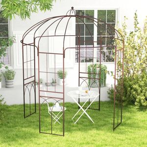 Arche de jardin moderne en fer forgé avec motif cage à oiseaux, 8,4 x 7 pieds, thermolaquée pour cour et décoration de mariage - Product Image 2