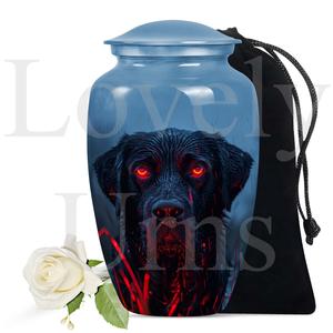 Black <b>dog</b> cremation urn with fiery eyes unique decor urn for pets ashes memorial keepsake pet <b>remembrance</b> <b>gift</b> - Product Image 2