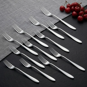 Ensemble de fourchettes à dîner en acier inoxydable, vaisselle moderne, passe au lave-vaisselle, plaqué argent, petites fourchettes pour la maison, fourchettes à gâteau et à dessert - Product Image 5
