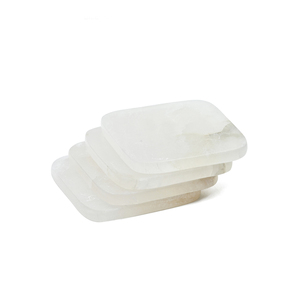 Moonstone Elegance Alabaster Coaster Set Hand Polished Natural Stone Drink Mats Premium Dining Decor Collection at Bulk Price - Product Image 1