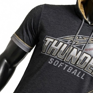 T-shirt d'hiver à capuche pour softball, OEM ODM, logo d'équipe personnalisé, nom, numéro, écologique, léger, manches courtes, 2 pièces, pour hommes - Product Image 5