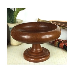 Cuenco de Madera Artesanal con Pedestal para Servir Frutas, Nueces, Dulces y Bocadillos, Decoración de Mesa, Arreglo de Comedor y Uso Doméstico - Product Image 2