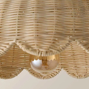 Hot Selling High Quality Handcrafted Scalloped Rattan Pendant <b>Light</b> Suitable for Living Room & Dining Decor - Product Image 3