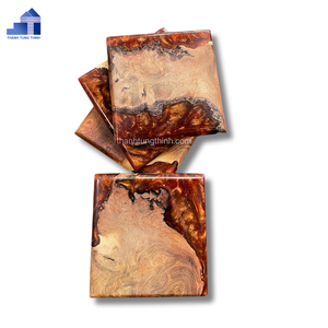 Wooden <b>Epoxy</b> <b>Resin</b> Coaster Set 2 Pieces Natural Wood Grain <b>Black</b> <b>Resin</b> Inlay Hand Wash Only Food Safe - Product Image 4