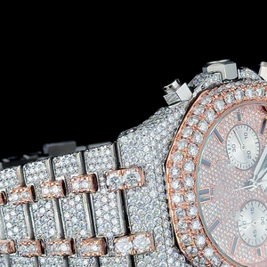 Premium Vintage Luxury ETA Moissanite Diamond Quartz Sport Fashion <b>Watch</b> <b>Arabic</b> Black Numerals Dial Glass Stainless Steel Case - Product Image 3