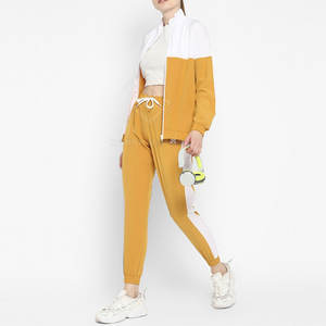 Conjunto Deportivo de Invierno para Mujer, Diseño OEM, Color Sólido, Cuello Alto Informal, 100% Algodón Ecológico, Transpirable, 2 Piezas - Product Image 4