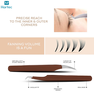 Wholesale Rate Brown Finish High-Precision Beauty Tools Stainless Steel Ergonomic Design Eyelash Extension and Volume Tweezers - Product Image 2