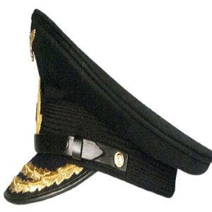 Casquette unisexe brodée avec sangle réglable en coton et polyester, casquette de service allemande de la Seconde Guerre mondiale en bleu foncé, casquettes en laine personnalisées - Product Image 4