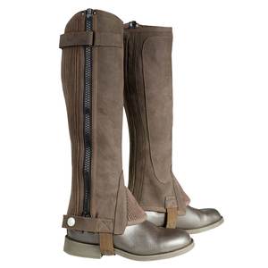 Demi-guêtres de haute qualité pour chevaux, protection en cuir véritable, coupe classique ajustée avec boucle et fermeture à pression pour l'équitation - Product Image 3