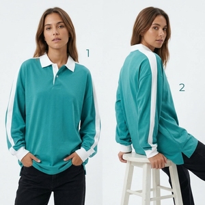 <b>Women's</b> <b>Long</b> <b>Sleeve</b> <b>Polo</b> <b>Shirt</b> Turn Down Collar Loose Fit <b>Polo</b> <b>Shirts</b> Casual 100% Cotton Polyester Drop Shoulder <b>Polo</b> <b>Shirts</b> Men - Product Image 5