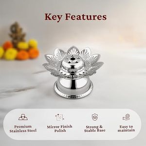 <b>Silver</b> Lotus Incense <b>Burner</b> Hand-Made Religious Use All-Season - Product Image 5