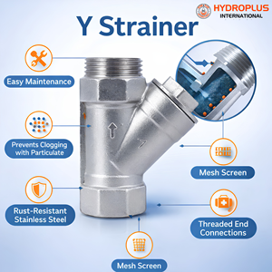 Hydroplus International 1/2 in Stainless Steel Y <b>Strainer</b> Control Manual OEM Threaded Flanged Butt Welded for Water Oil Gas Air - Product Image 4