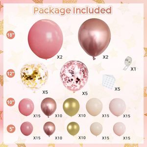 Kit di Palloncini Rosa Pallido e Oro Rosa per Matrimonio, 144 Pezzi, Palloncini Rosa Chiaro, Nude e Oro Metallizzato con Coriandoli per Compleanni di Ragazze e Donne - Product Image 2