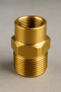 Adaptateur de tuyau hexagonal en laiton forgé, fileté NPT femelle-mâle 1/8 pouce, haute pression, finition dorée polie, raccord hydraulique - Product Image 2