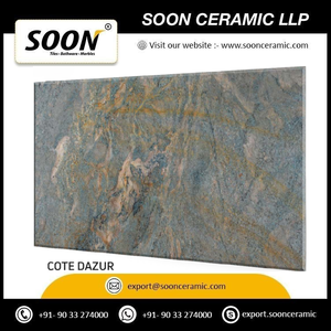 Dalle de comptoir en quartzite et marbre Côte d'Azur, pierre naturelle, pour îlot de cuisine moderne, table de salle de bain pour maison et villa - Product Image 2