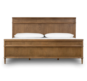 Cadre de lit moderne en teck massif, lit plateforme minimaliste avec tête de lit, mobilier de chambre contemporain, taille King, garantie 3 ans - Product Image 1