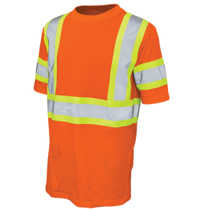 Camisa de Trabajo de Manga Corta de Alta Visibilidad para Hombre, Amarillo Naranja, Uniforme de Seguridad Reflectante - Product Image 4