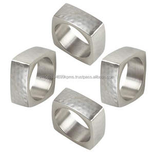 Serviette porte-mouchoirs réutilisable ronds de serviette en métal haute finition serviettes élégantes et anneaux de tissu cadeau cadeau - Product Image 2