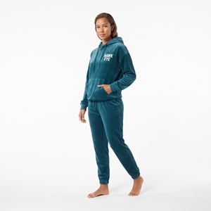 Ensemble de survêtement en velours personnalisé pour femme, coupe classique, sweat à capuche avec poche kangourou et pantalon de jogging, deux pièces en velours, tenue décontractée - Product Image 2