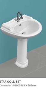 <b>WASH</b> BASIN WITH PADESTAL 910X465X585mm SIZE DIFFERENT SIZE star gold <b>set</b> - Product Image 3