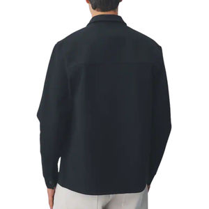 Chemise-veste décontractée pour homme en jersey noir sergé, à boutons sur le devant, manches longues, avec poches poitrine, légère, nouvelle collection. - Product Image 2