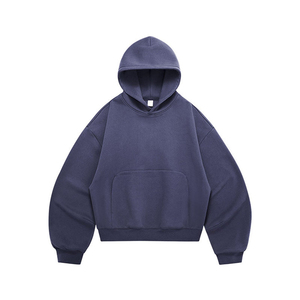 En stock, prêt à être expédié, vente en gros, ODM, sweat à capuche en molleton épais, coupe courte et ample, manches courbées, sans impression - Product Image 6