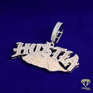 Único Hustla dólar colgante collar VVS laboratorio diamante 925 plata esterlina Bling Streetwear joyería para hombres - Product Image 2