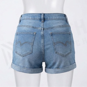 Vintage Female Denim Shorts Wide Waist Cotton Pants Casual Summer Styling Streetwear Customized Color <b>Classy</b> Designs - Product Image 2