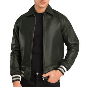 Veste en cuir de style bomber pour homme de qualité supérieure, fermeture éclair sur le devant, logo, vêtements d'extérieur, fournisseur en gros en ligne - Product Image 4